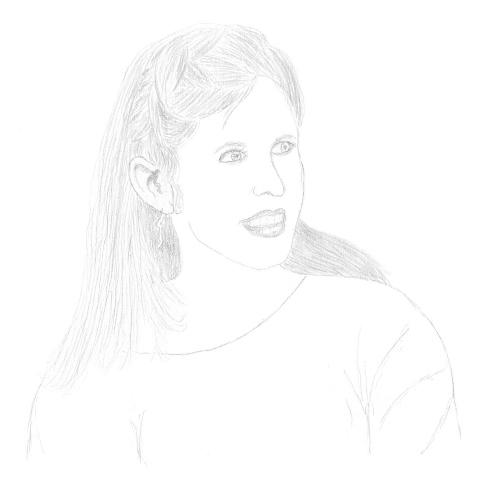 drawing of Carrie Fisher on David Letterman 1983